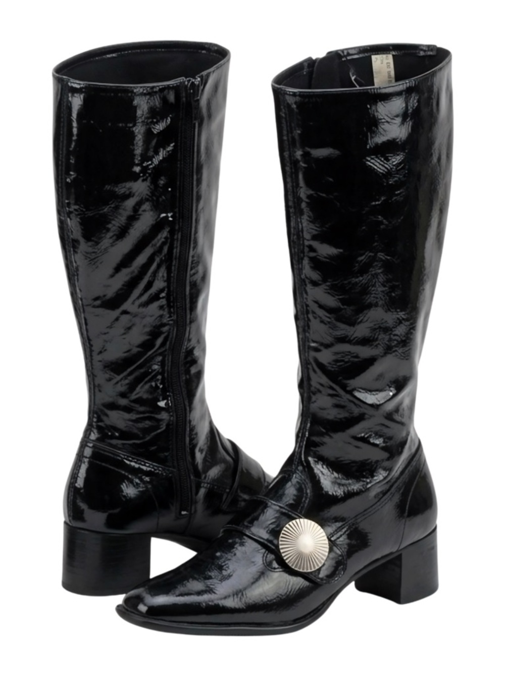 Vintage 1970s Black Patent Go-Go Boots - Size 9 - Picture 5 of 16